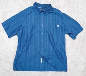 Marmont Blue Stripe Short Sleeve Button Down Short Sleeve Shirt Mens Size XL